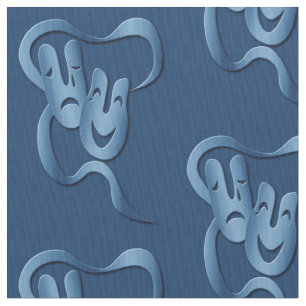 Tissu Comédie Tragédie Bleu Pima Coton