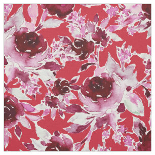 Tissu COMPASSION DOUCE Gras Rose Rouge Floral