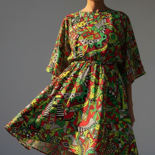 Tissu Composition Abstraite de couleur psychédélique