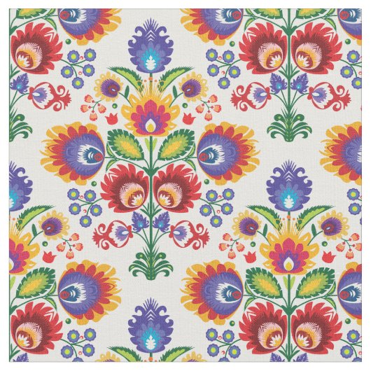 Tissu Composition du folklore sur blanc (Fermer)