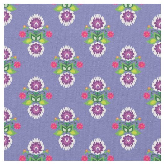 Tissu Composition folklorique sur fond violet clair (Fermer)