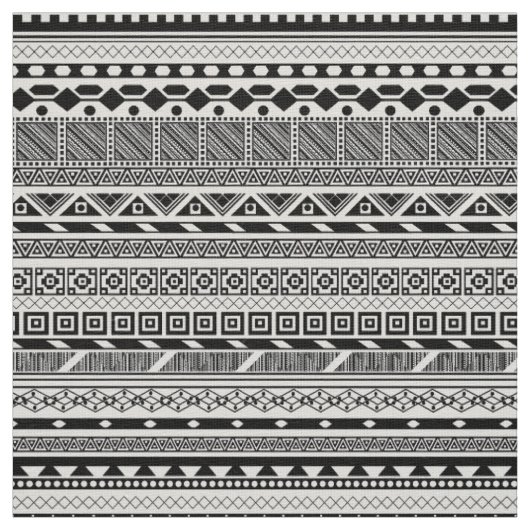 Tissu Conception aztèque blanche noire mignonne de (Échantillon)