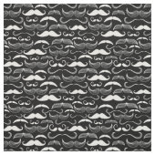Tissu Conception blanche drôle de moustache sur le noir (Échantillon)