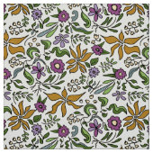 Tissu Conception botanique de fleurs dorées dessinées à (Échantillon)