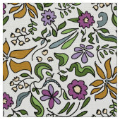 Tissu Conception botanique de fleurs dorées dessinées à (Fermer)