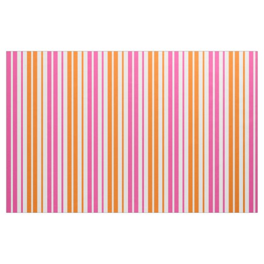 Tissu Conception de bandes verticales rose orange blanc (Fat Quarter)