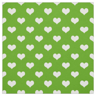 Tissu Conception de coeurs adorables verts blancs