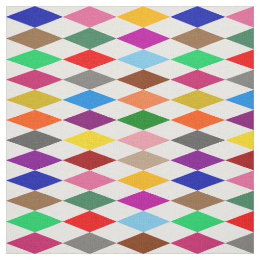 Tissu Conception de diamants arlequin colorés blanc (Échantillon)