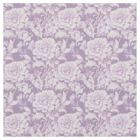 Tissu Conception de fleurs de rose blanches / violettes (Fermer)