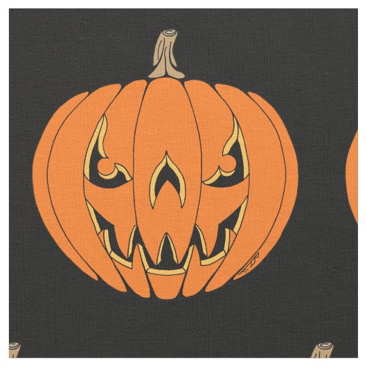Tissu Conception de Halloween de citrouille effrayante J (Fermer)