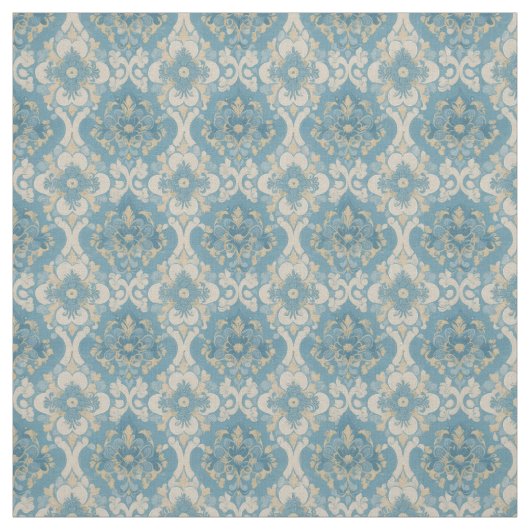 Tissu Conception de l'époque victorienne Bleu et Jaune (Échantillon)