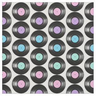 Tissu Conception de motif coloré de disques vinyles rétr