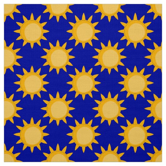 Tissu Conception de motif de soleil sur fond bleu (Échantillon)