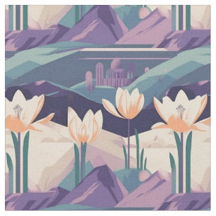 Tissu Conception de Motif géométrique de Crocus Vintage