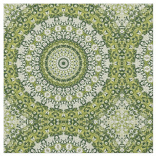 Tissu Conception de motif mandala vert et blanc