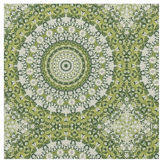 Tissu Conception de motif mandala vert et blanc (Fermer)