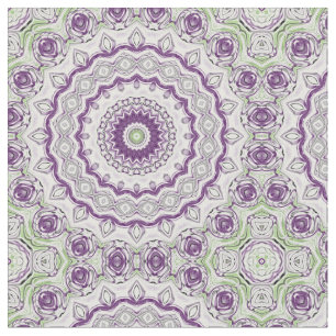 Tissu Conception de motif mandala violet et vert