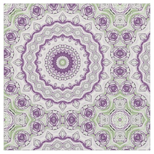 Tissu Conception de motif mandala violet et vert (Fermer)