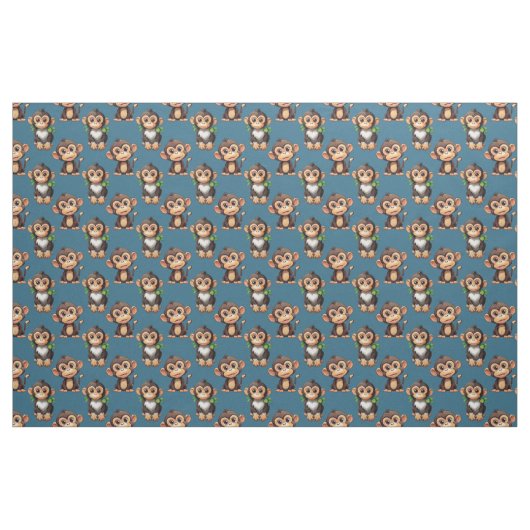 Tissu Conception de motif singe bleu (Fat Quarter)