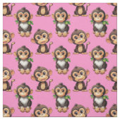 Tissu Conception de motif singe rose (Échantillon)