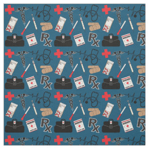 Tissu Conception de Motifs Médicales - Bleu foncé