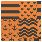 Tissu Conception de Patchwork Motif mixte orange noir (Fermer)
