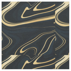 Tissu Conception de peinture Liquide Retro Blue Gold Swi