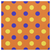 Tissu Conception de points polka bleus jaunes orange (Échantillon)
