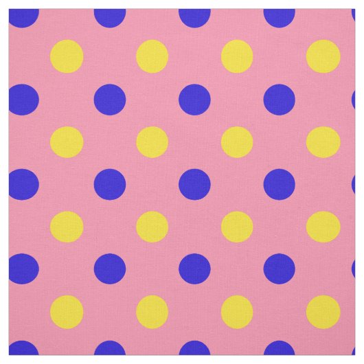 Tissu Conception de points polka rose bleu jaune (Échantillon)