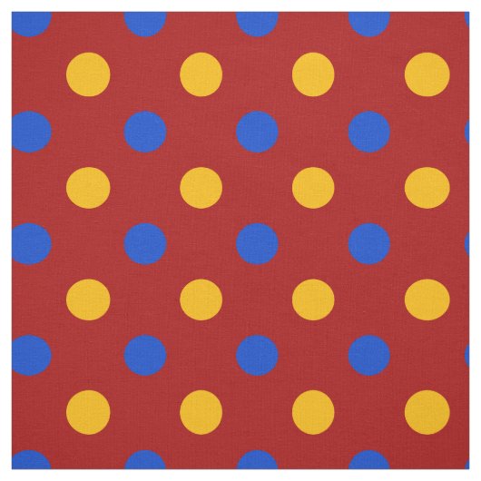 Tissu Conception de points polka rouges bleus jaunes (Échantillon)