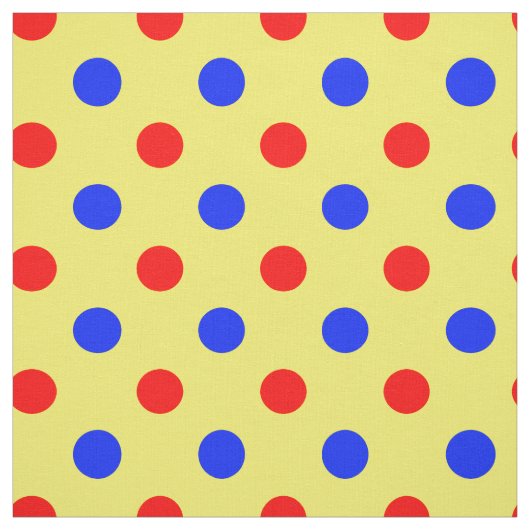 Tissu Conception de points polka rouges bleus jaunes  (Échantillon)