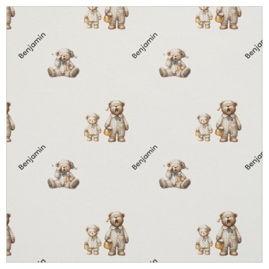 Tissu Conception d'ours endormi confortable avec motif d (Échantillon)