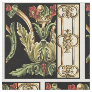 Tissu Conception florale ornementale avec les frontières