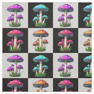 Tissu Conception géométrique À damiers champignon