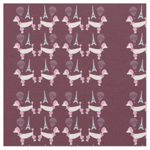 Tissu Conception mignonne de caniche de Paris d'années