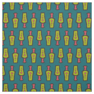 Tissu Conception Tribale Abstraite Verte, Rouge, Sarcell