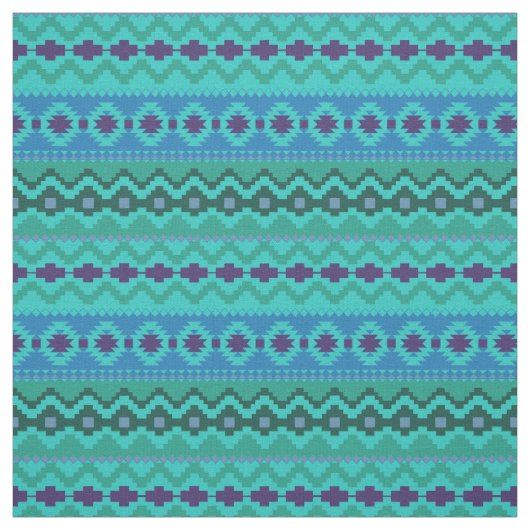 Tissu Conception Tribale Aztèque turquoise (Échantillon)