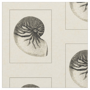 Tissu Conque noire et blanche vintage Shell