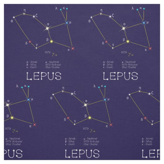 Tissu Constellation D'Étoiles Lepus Ou Rabbit (Échantillon)
