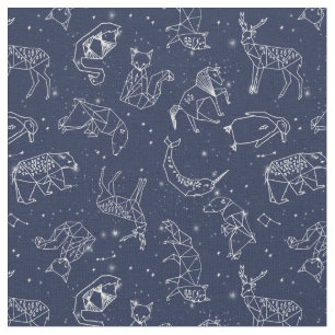 Tissu Constellations d'animaux Motif Navy Blue Fabrice