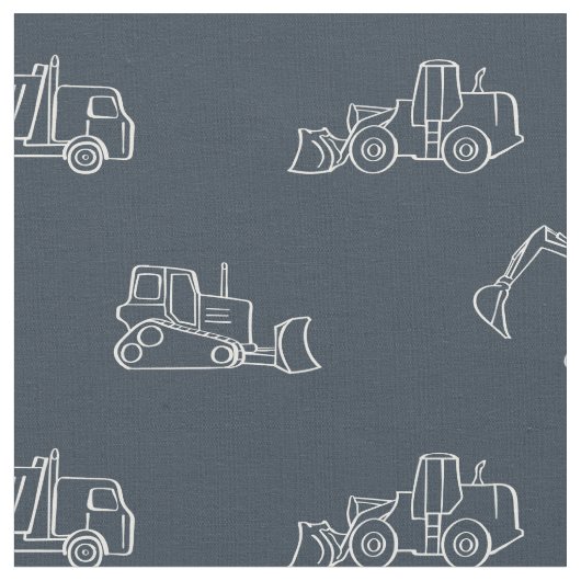 Tissu Construction Vehicles Builder Boy Truck Dark Blue (Fermer)