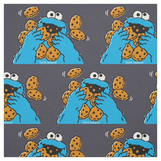 Tissu Cookie Monster mangeant tous les cookies (Échantillon)