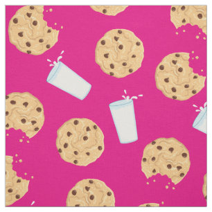 Tissu Cookies à chips au chocolat et Milk Cute Kids Rose