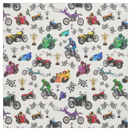 Tissu Cool Motorcycle Illustrations Motif (Échantillon)