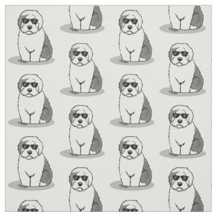 Tissu Cool Vieux Chien à mouton anglais (Grey 1) Mignonn