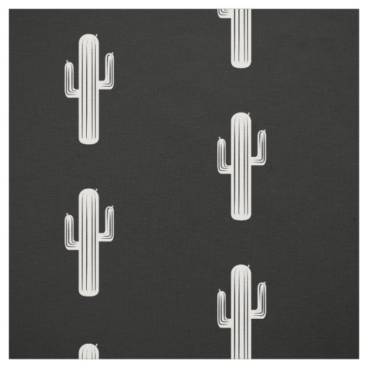 Tissu Copie de cactus en noir et blanc (Échantillon)