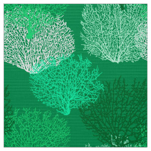 Tissu Copie de corail de fan, nuances de vert de jade