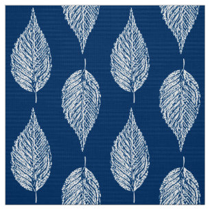 Tissu Copie de craie de feuille de hêtre, bleu de cobal