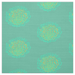 Tissu Copie de fleur de Protea : jaune, turquoise
