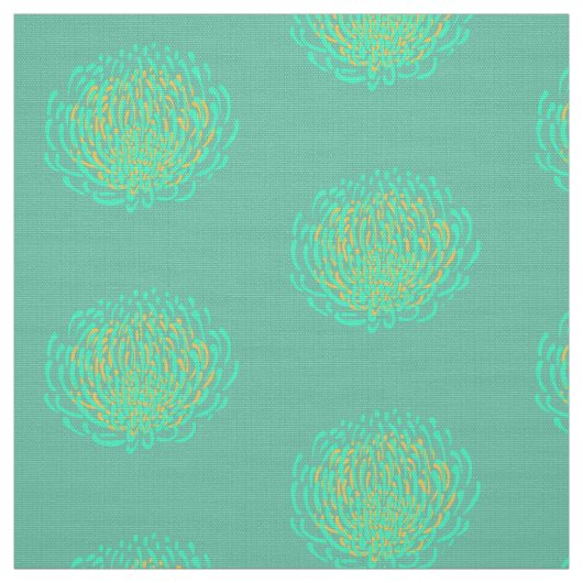 Tissu Copie de fleur de Protea : jaune, turquoise (Échantillon)